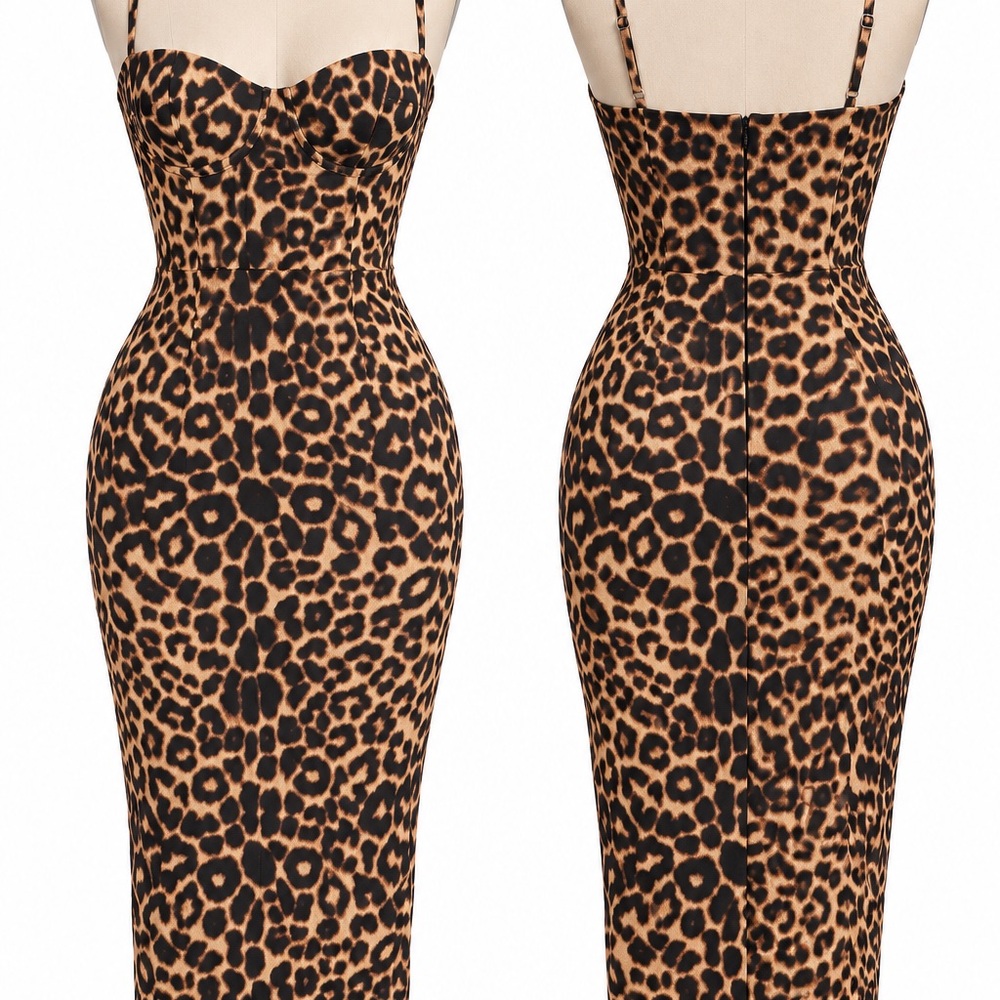 PrettyLittleThing Leopard Print Strapless Bodycon Dress